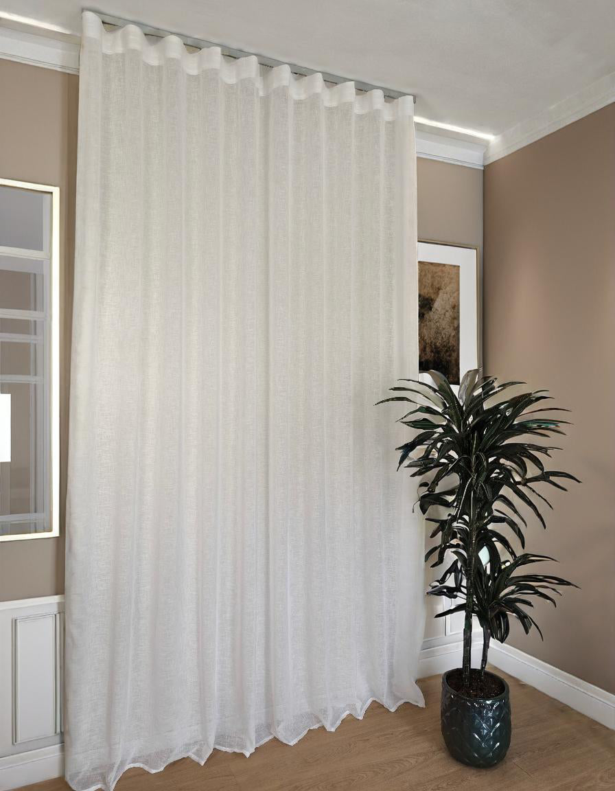 Voilage Wave sur mesure – Largeur 134 cm avec rail inclus - blanc