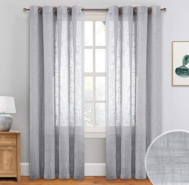 Voilage à œillets intérieurs semi-transparents - tissu effet lin - largeur 140 hauteur individuelle - hauteur personnalisée-art.814