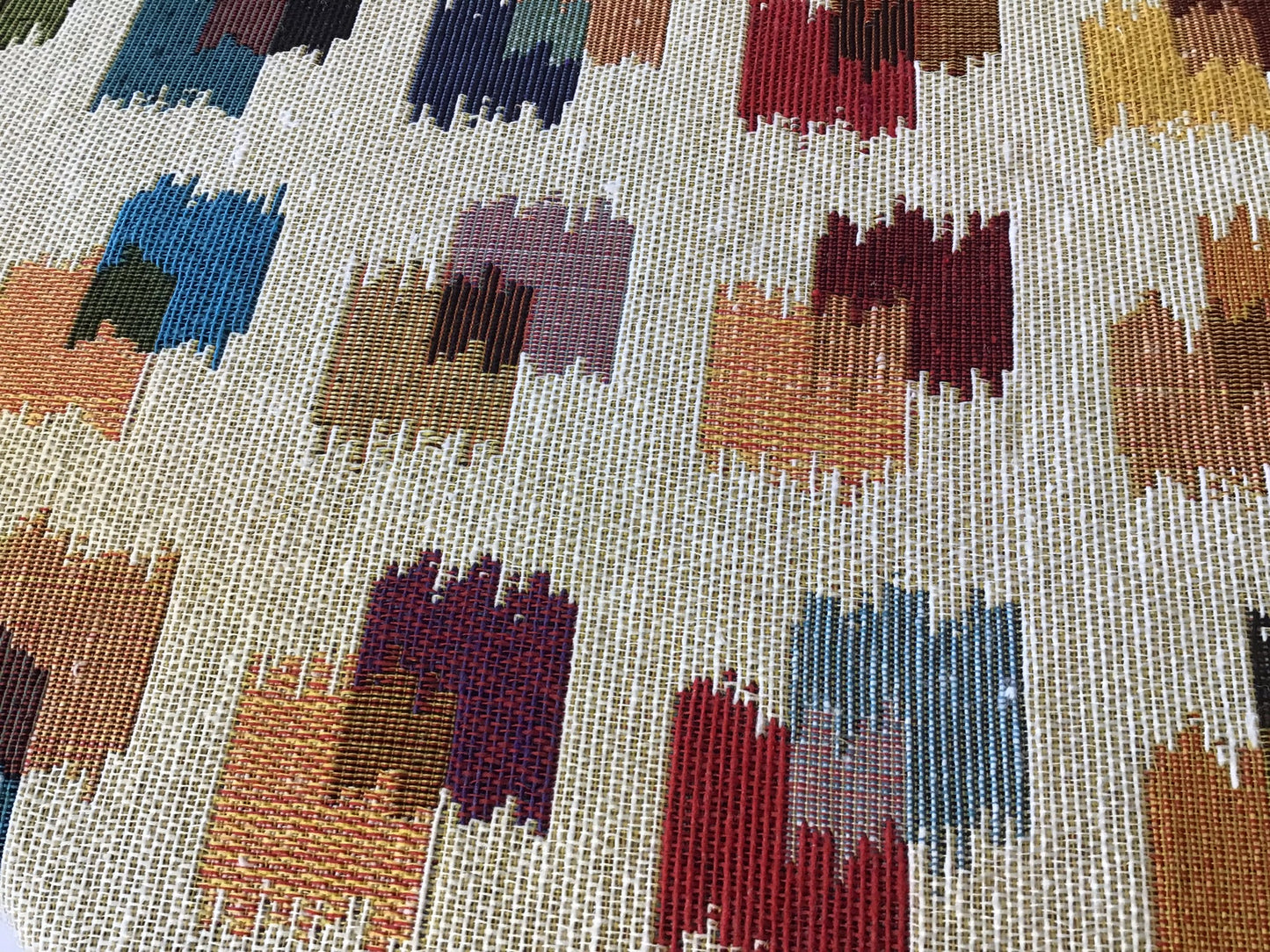 Galettes de chaise à rabats- Set 4/6 Coussins - Tissu Gobelin - couleur beige/multicolore