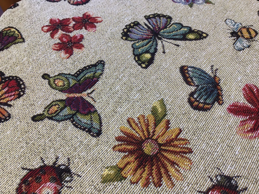 Galettes de chaise à rabats- Set 4/6 Coussins - coloris beige - Tissu Gobelin