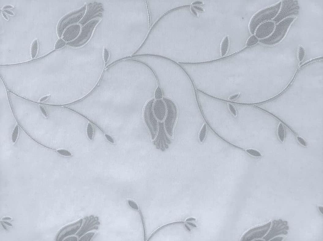 Paire voilages vitrages - passe-tringle - largeur 65 cm - longueur sur mesure - blanc-gris-rose-art.517