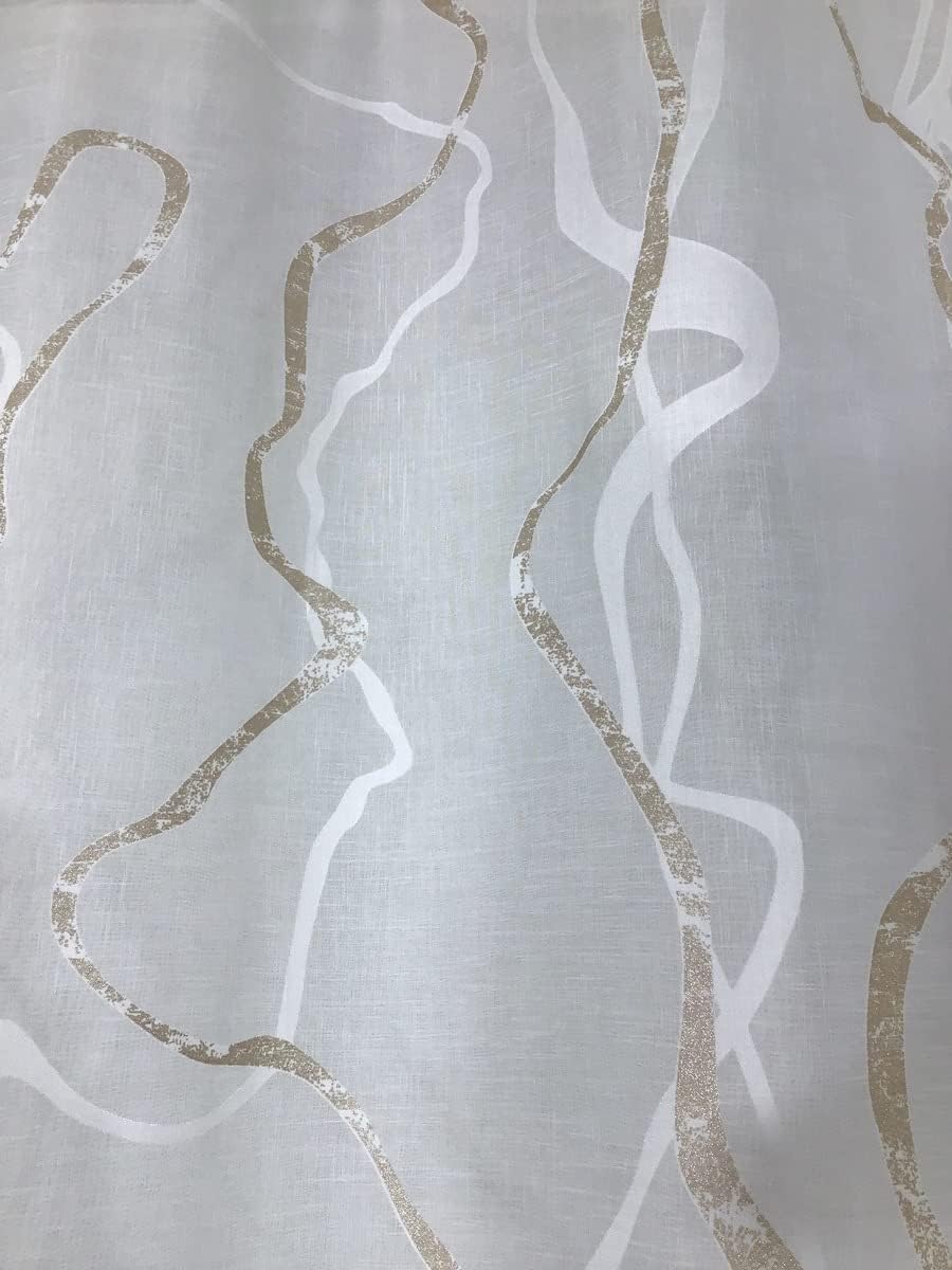 Voilage à oeillets, largeur max 200 cm - hauteur sur mesure - blanc/taupe-art.803