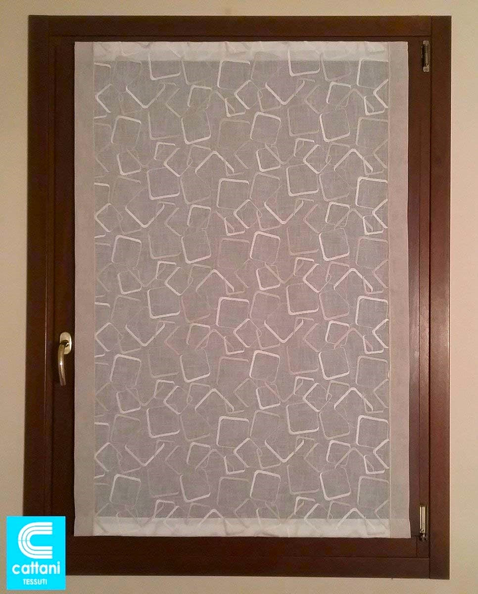Tissu au Mètre, pour voilage vitrage, brise-bise, panneau japonais, stores Romains - Largeur de 45 à 90 cm- effet lin blanc/beige- art.104