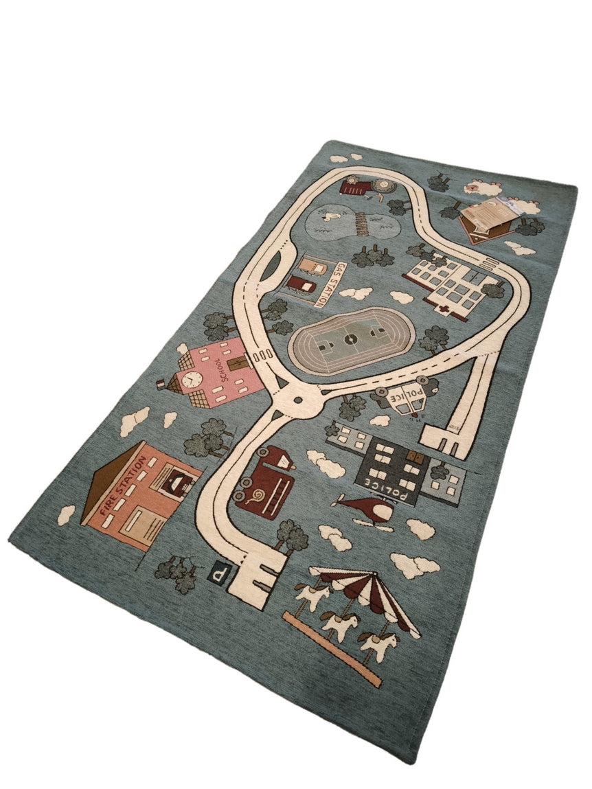 Tapis de jeu pour enfants 80x150 cm - coloris bleu