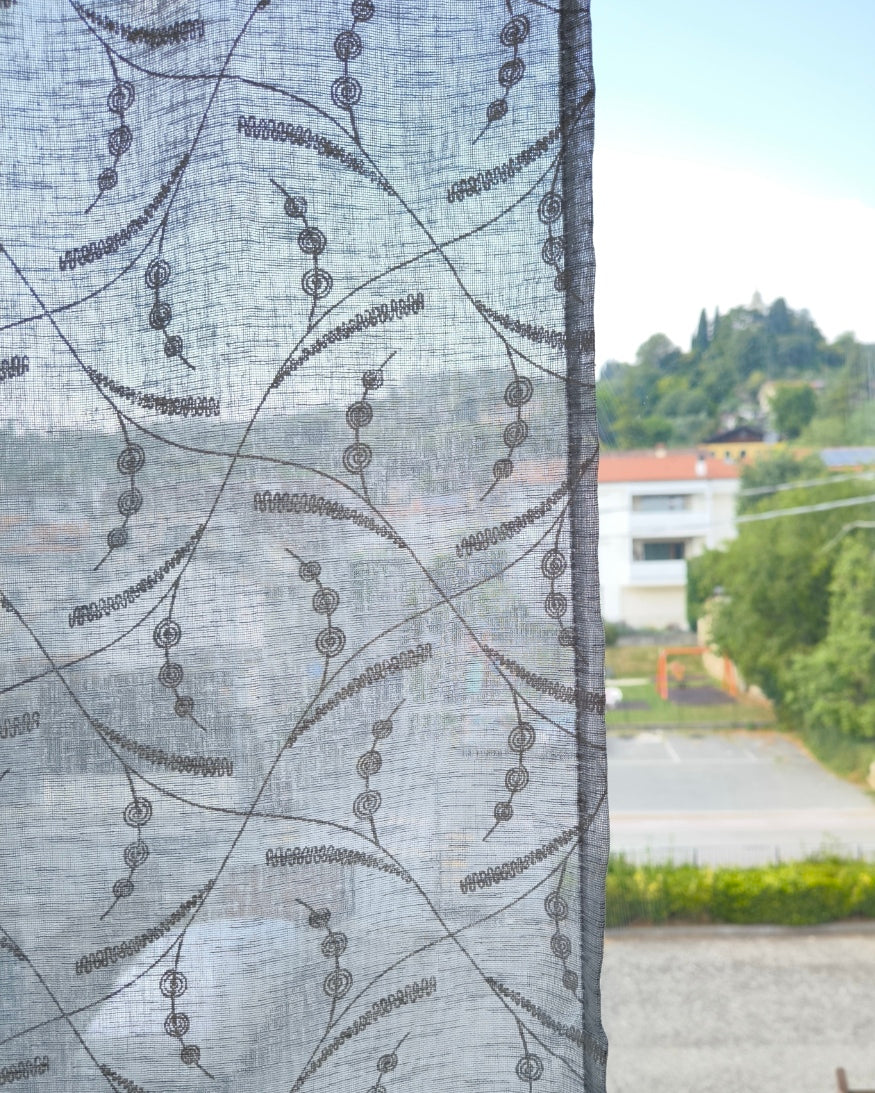 Paire de voilages vitrage sur mesure | Largeur 65-90 cm | Couleurs disponibles : Lin et Gris | Art. Giulia