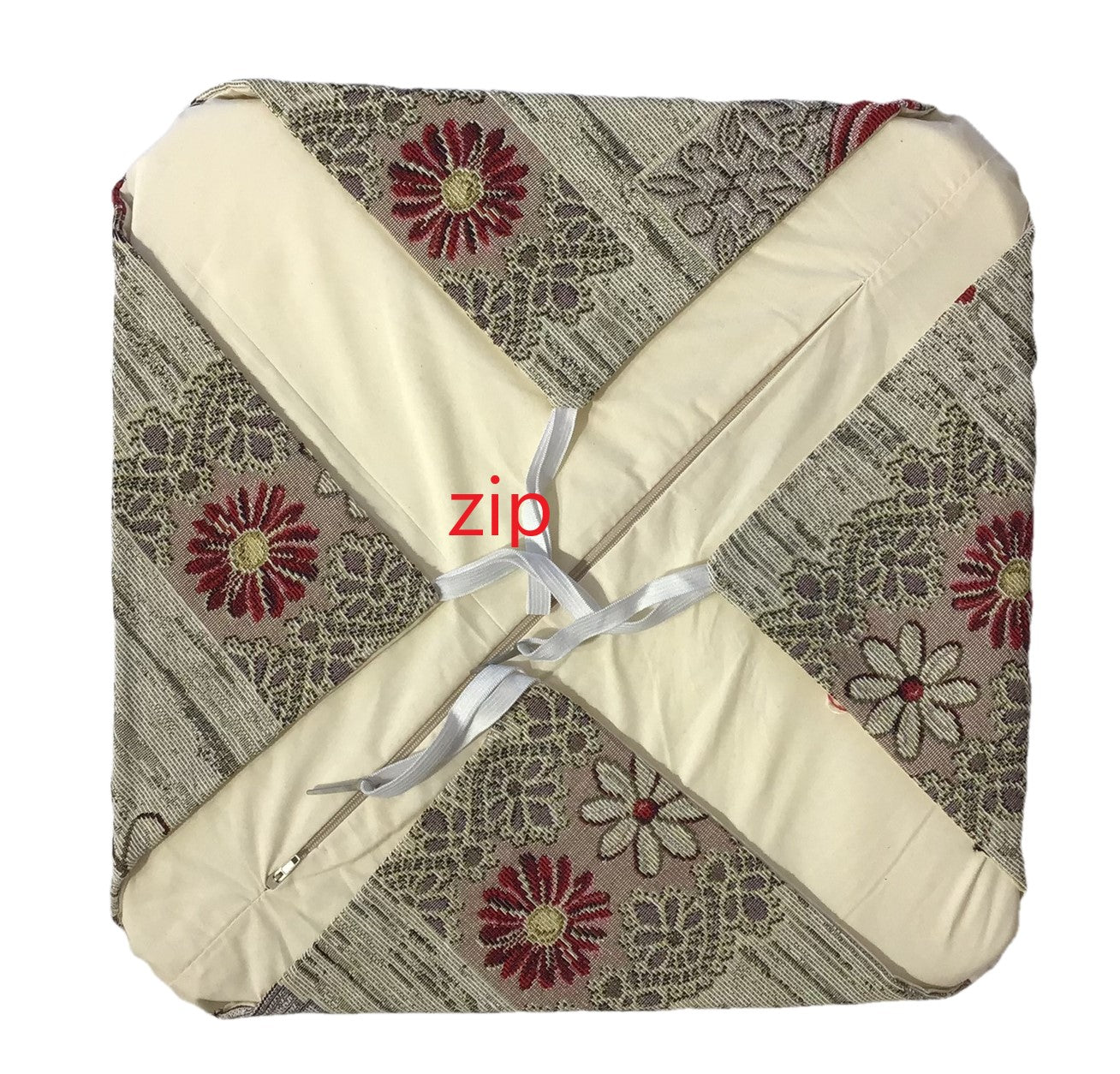 Galettes de chaise à rabats de cuisine - Set 4/6 Coussins - Tissu Gobelin - couleur taupe - Tissu Gobelin - art.Badia