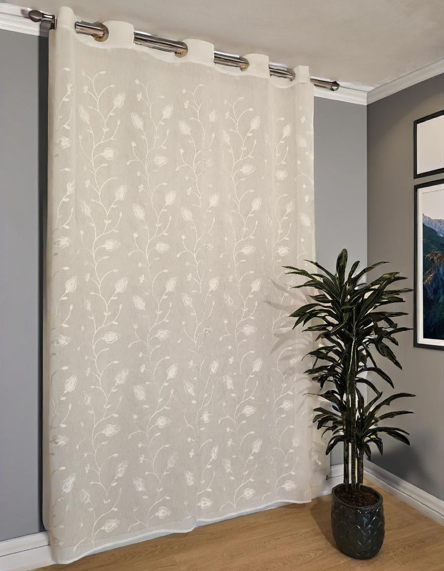 Voilage à œillets pour tringle - largeur max 200 cm - hauteur sur mesure - tissu brodé - art. Calla