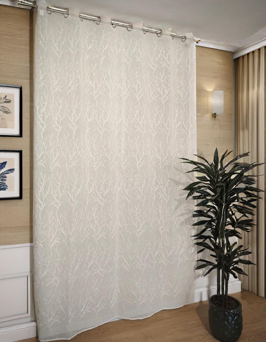 Voilage à œillets – 1 panneau blanc – Largeur 200 cm, Hauteur de 180 à 280 cm – Rideaux Salon et Chambre – Art. Branches Sèches