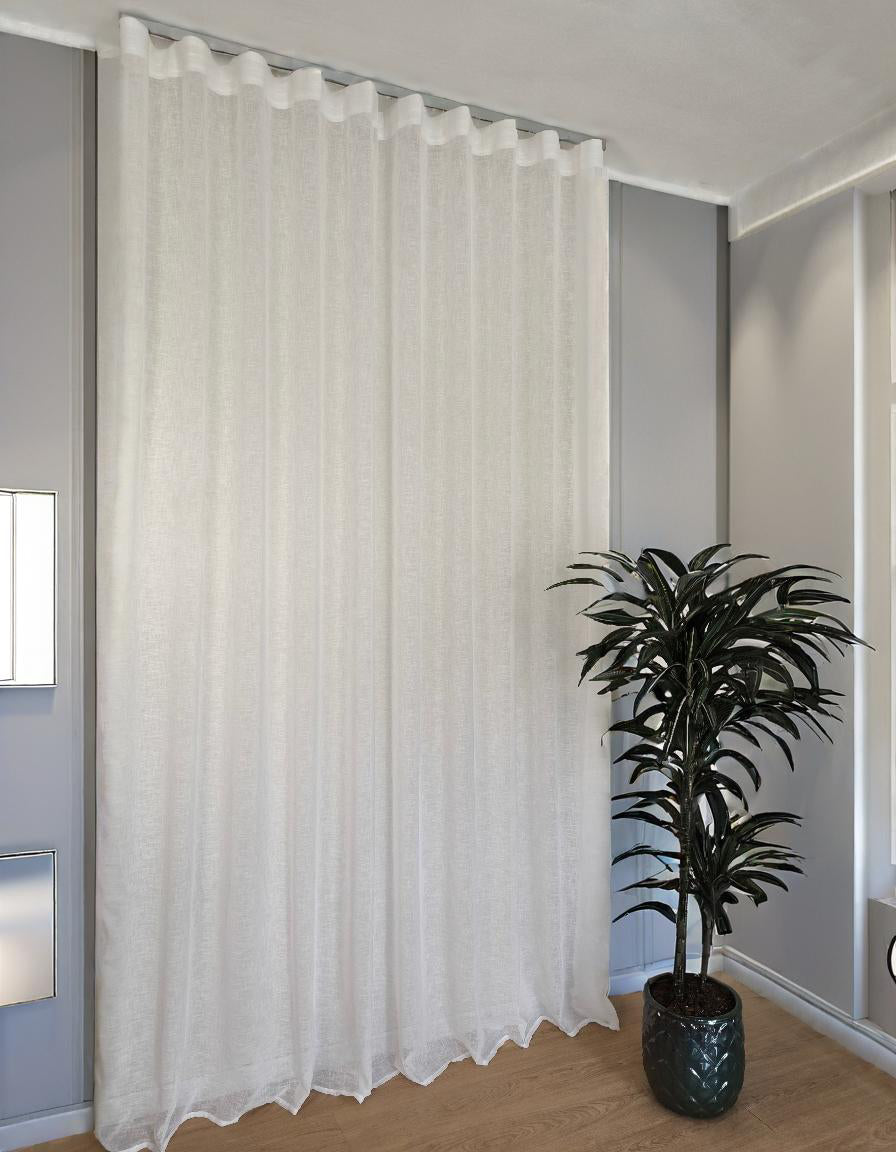 Voilage Wave sur mesure – Largeur 150 cm avec rail inclus - blanc