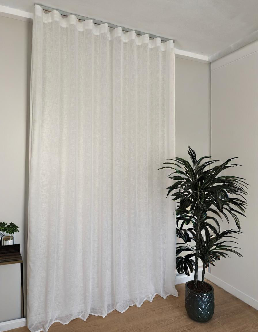 Voilage Wave sur mesure – Largeur 166 cm avec rail inclus - blanc