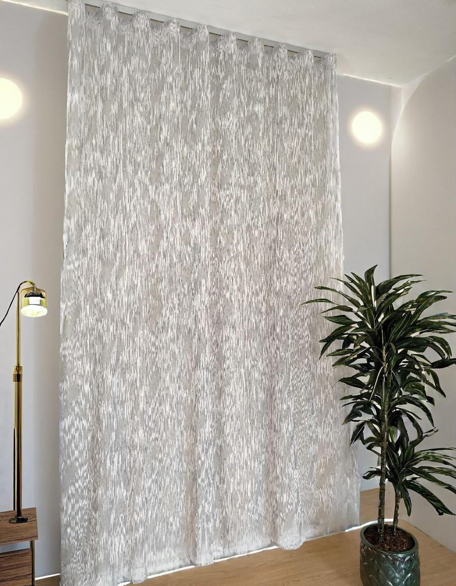 Voilage Wave sur mesure avec rail complet – Largeur 150 cm avec rail inclus - Tissu gris brodé art.À fines rayures