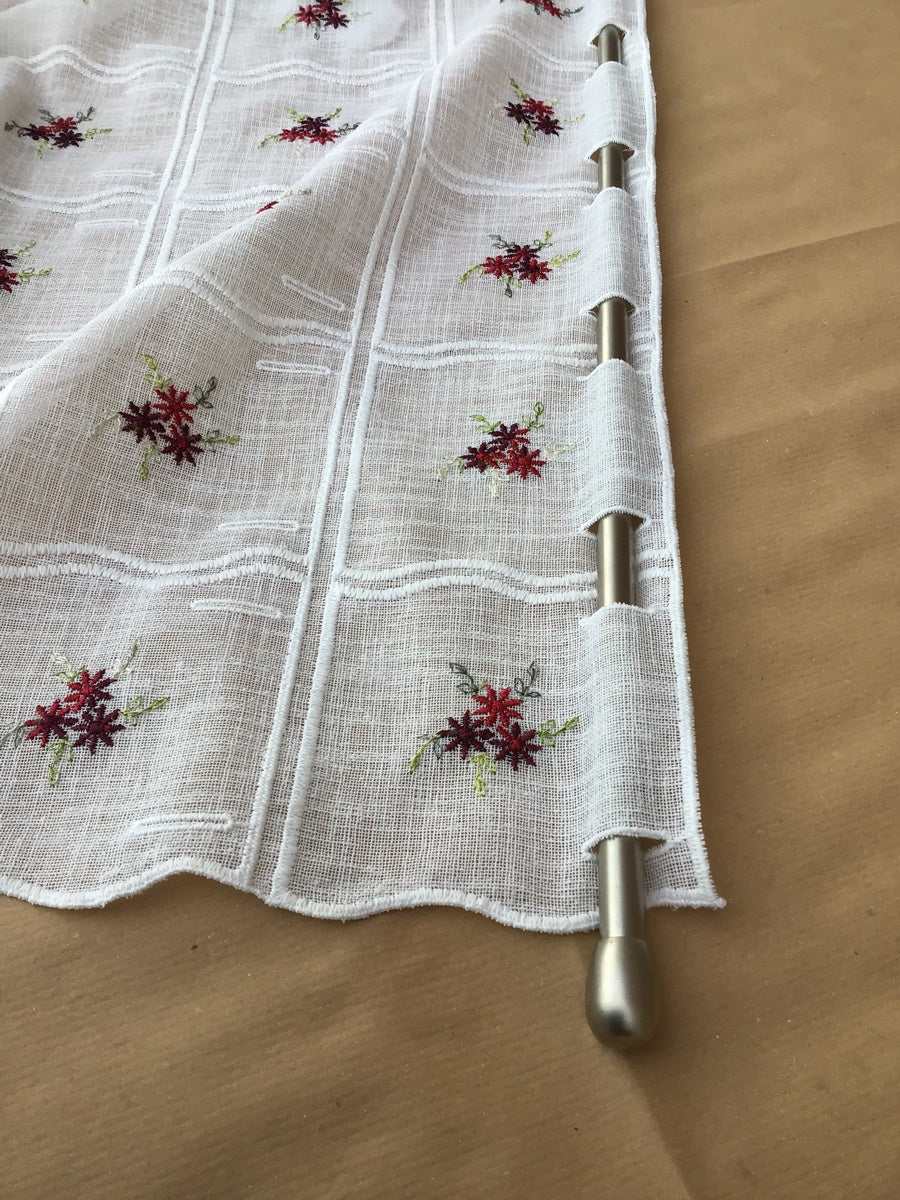 Voilage vitrage - tissu brodé - largeur 80 cm - hauteur individuelle-art.703