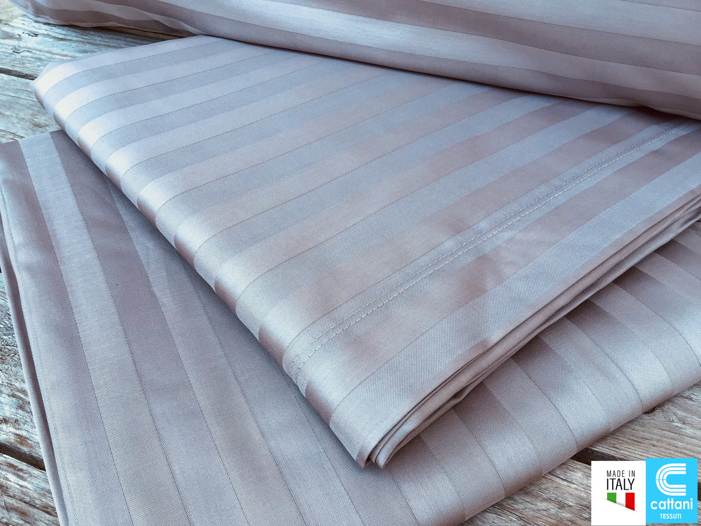 Parure de lit double maxi en satin pur coton - Taupe