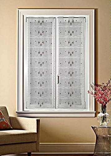 Voilage vitrage brise-bise lilas – Panneau 45, 60, 90 cm – Hauteur individuelle – Broderie florale – Art.707