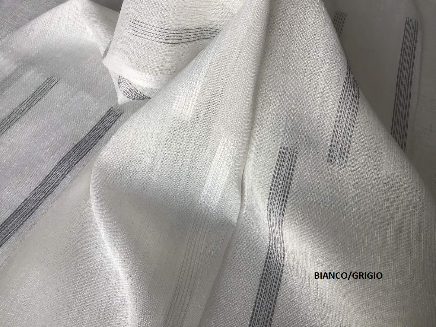 Tissu pour rideaux vendu au mètre - couleur : 3 var. blanc - gris tourterelle - gris - hauteur du tissu 300 cm - Art.905