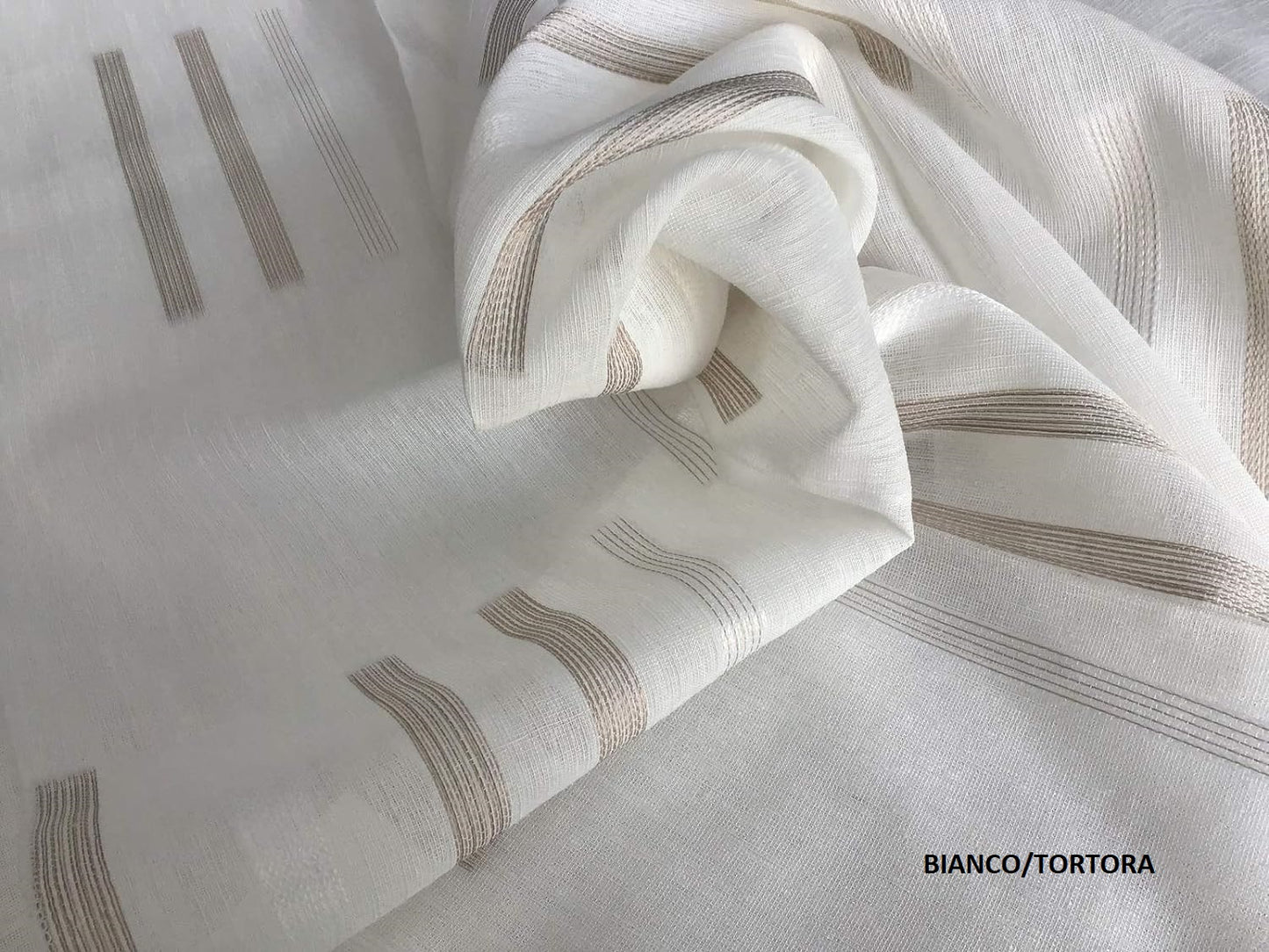 Tissu pour rideaux vendu au mètre - couleur : 3 var. blanc - gris tourterelle - gris - hauteur du tissu 300 cm - Art.905