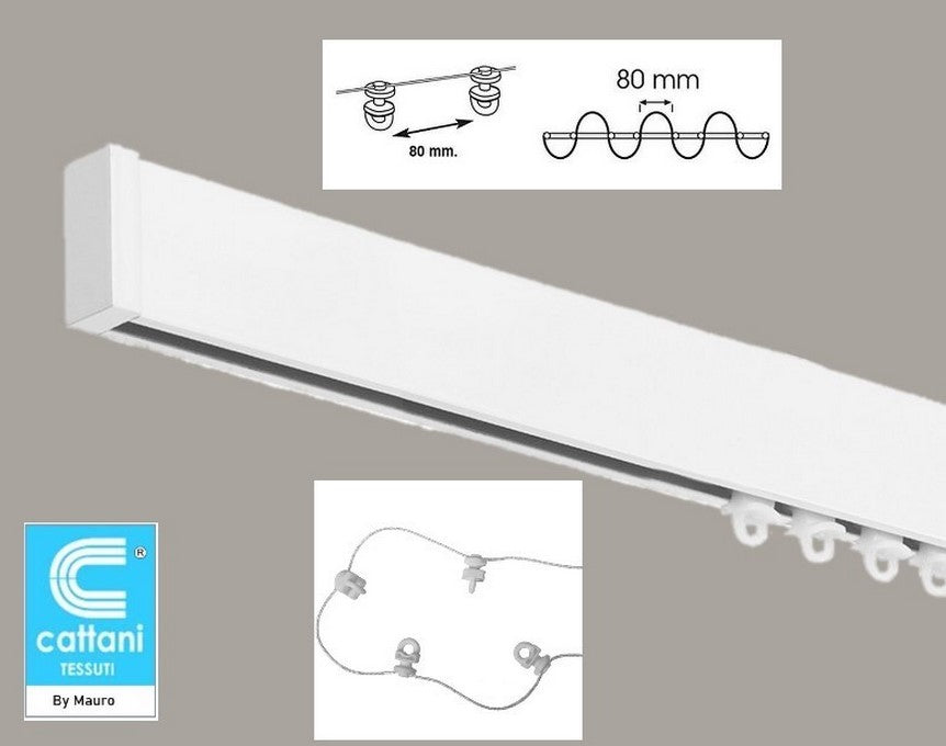 l binario incluso è completo e realizzato in alluminio resistente, con finitura bianca che si adatta a una varietà di ambienti