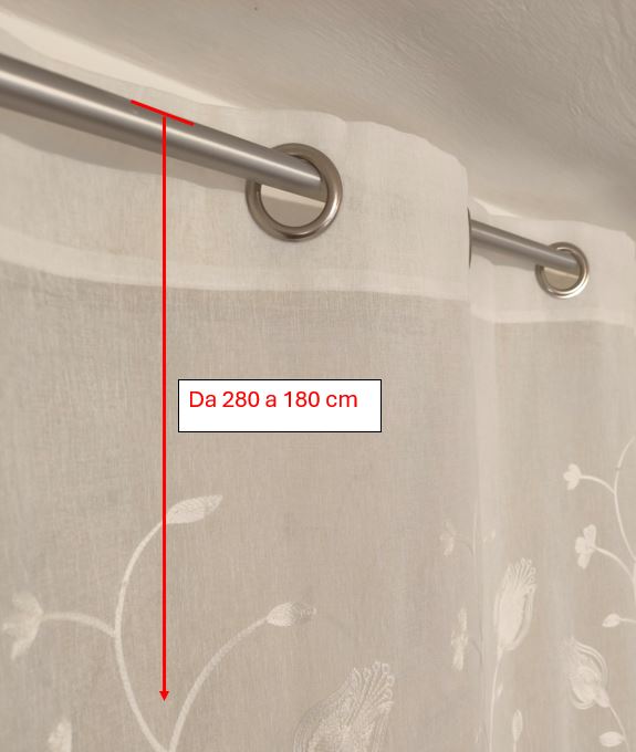 Voilage à œillets pour tringle - largeur max 200 cm - hauteur sur mesure - tissu brodé - art. Calla
