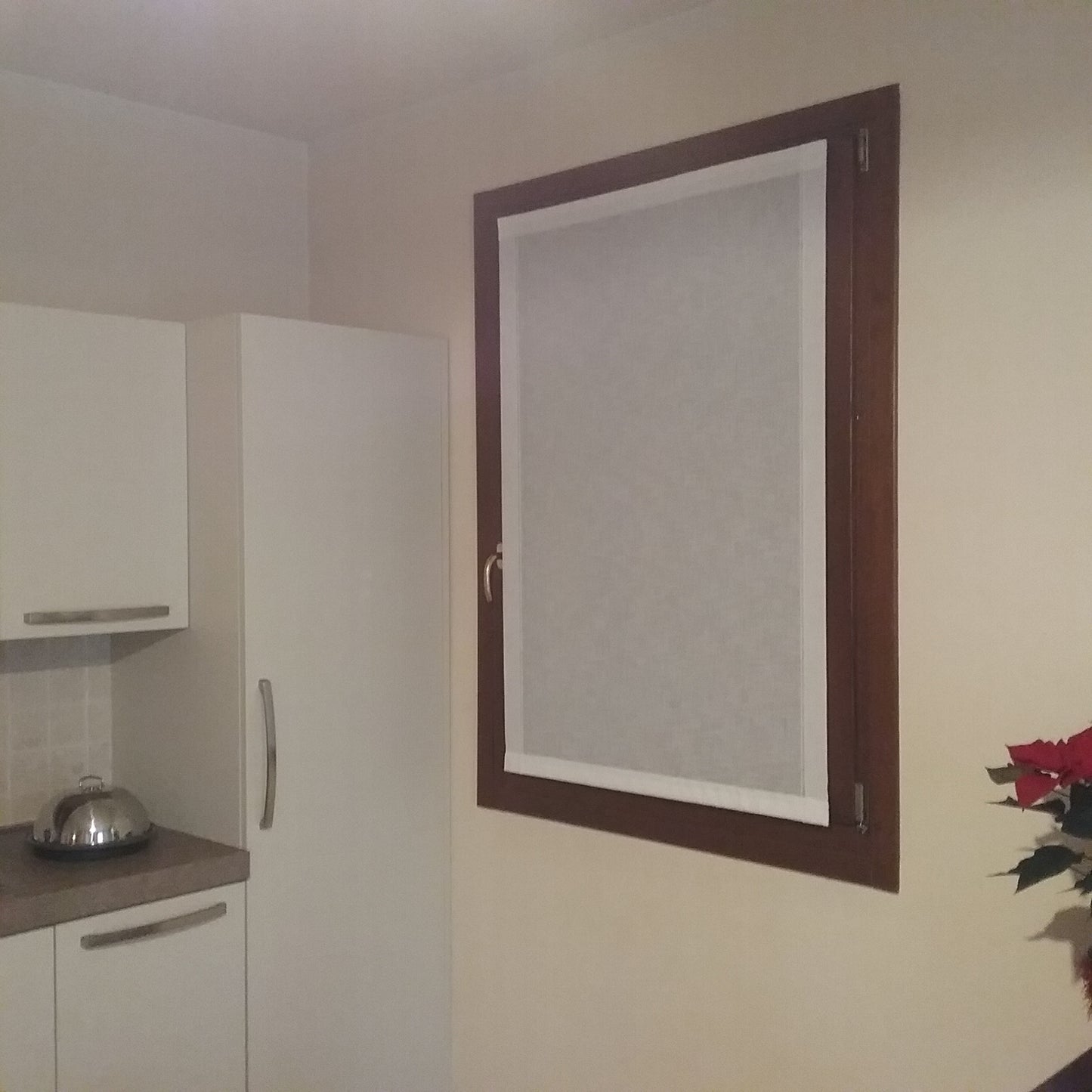 Voilage vitrage sur Mesure – Largeur de 30 à 90 cm - Profil en Aluminium avec Ruban Auto-Agrippant + Poids Inférieur + Supports sans perçage – Panneau Tendu – Art. 605