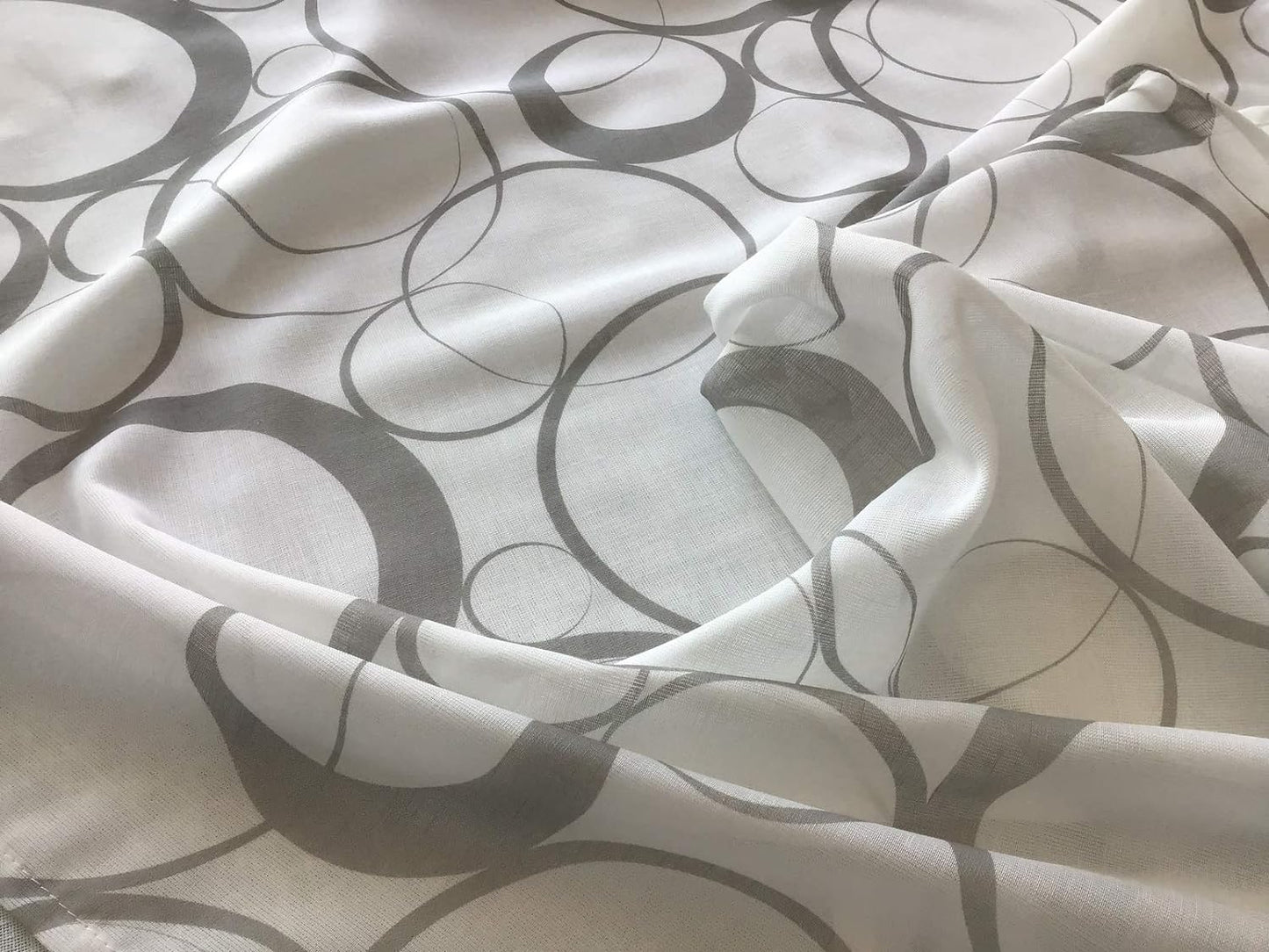 Paire de voilages vitrage à impression numérique - largeur 60-80 cm, hauteur individuelle - blanc/gris-art.521