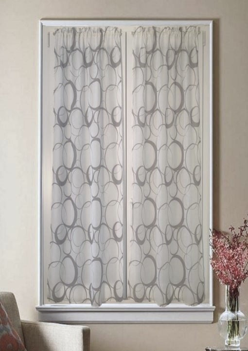 Paire de voilages vitrage à impression numérique - largeur 60-80 cm, hauteur individuelle - blanc/gris-art.521