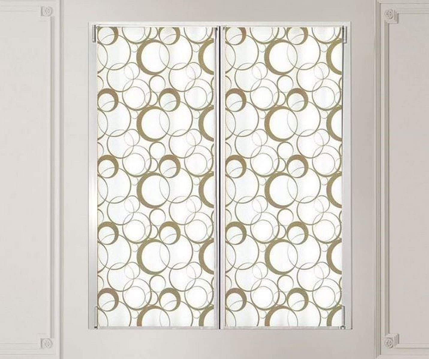 Paire de voilages vitrages à impression numérique – Largeur 60/80 cm – Hauteur sur mesure – Blanc / taupe – Art. 520