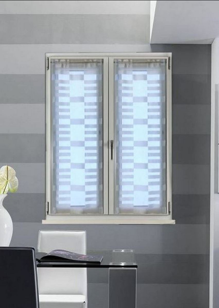 Paire de voilages vitrages  - passe-tringle - couleur blanche -  largeur 60/80 - longueur personnalisée-blanc-art.508