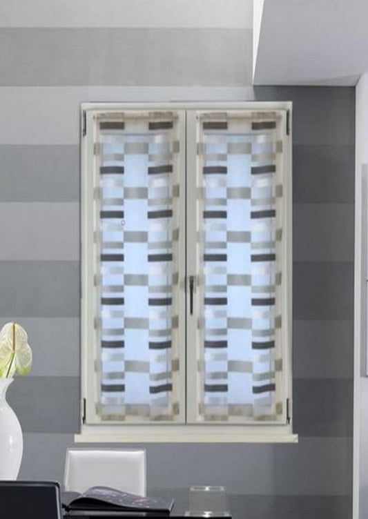 Paire de voilages vitrages - passe-tringle - largeur 60/80 - longueur personnalisée - blanc/gris - art.509