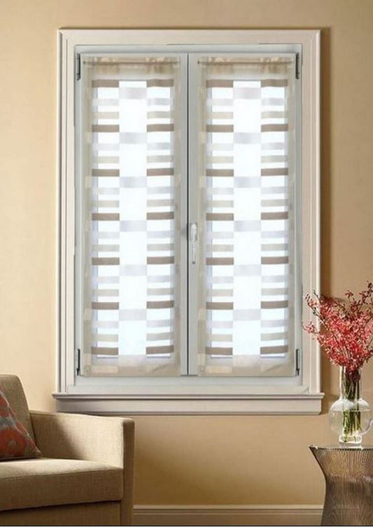 Paire de voilages vitrage - passe-tringle - largeur 60/80 cm - longueur personnalisée - beige - art.506