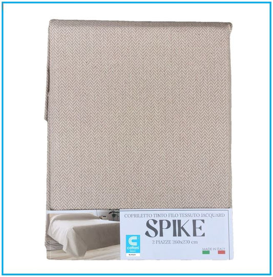 Couvre-lit double été - tissu teint en fil jacquar - taupe