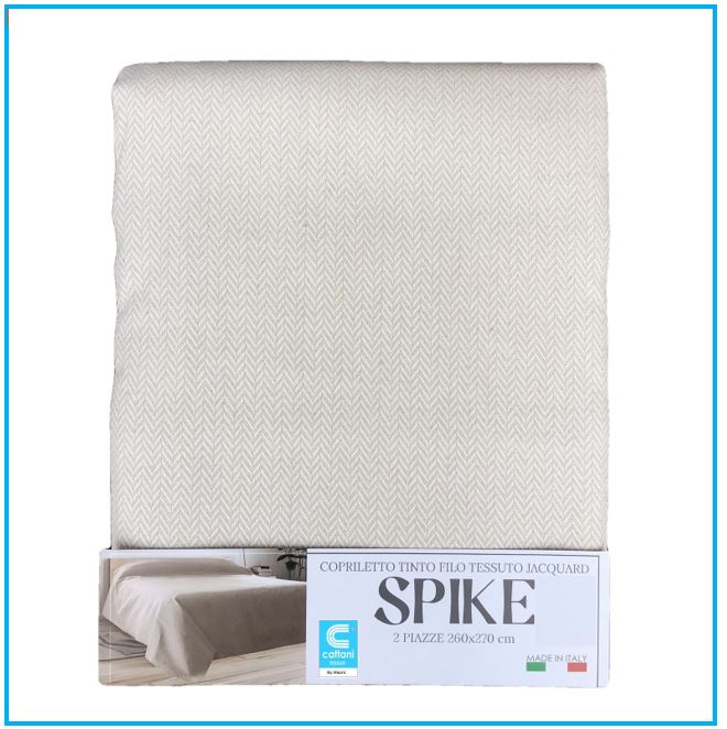 Couvre-lit double été - tissu teint en fil jacquar - beige