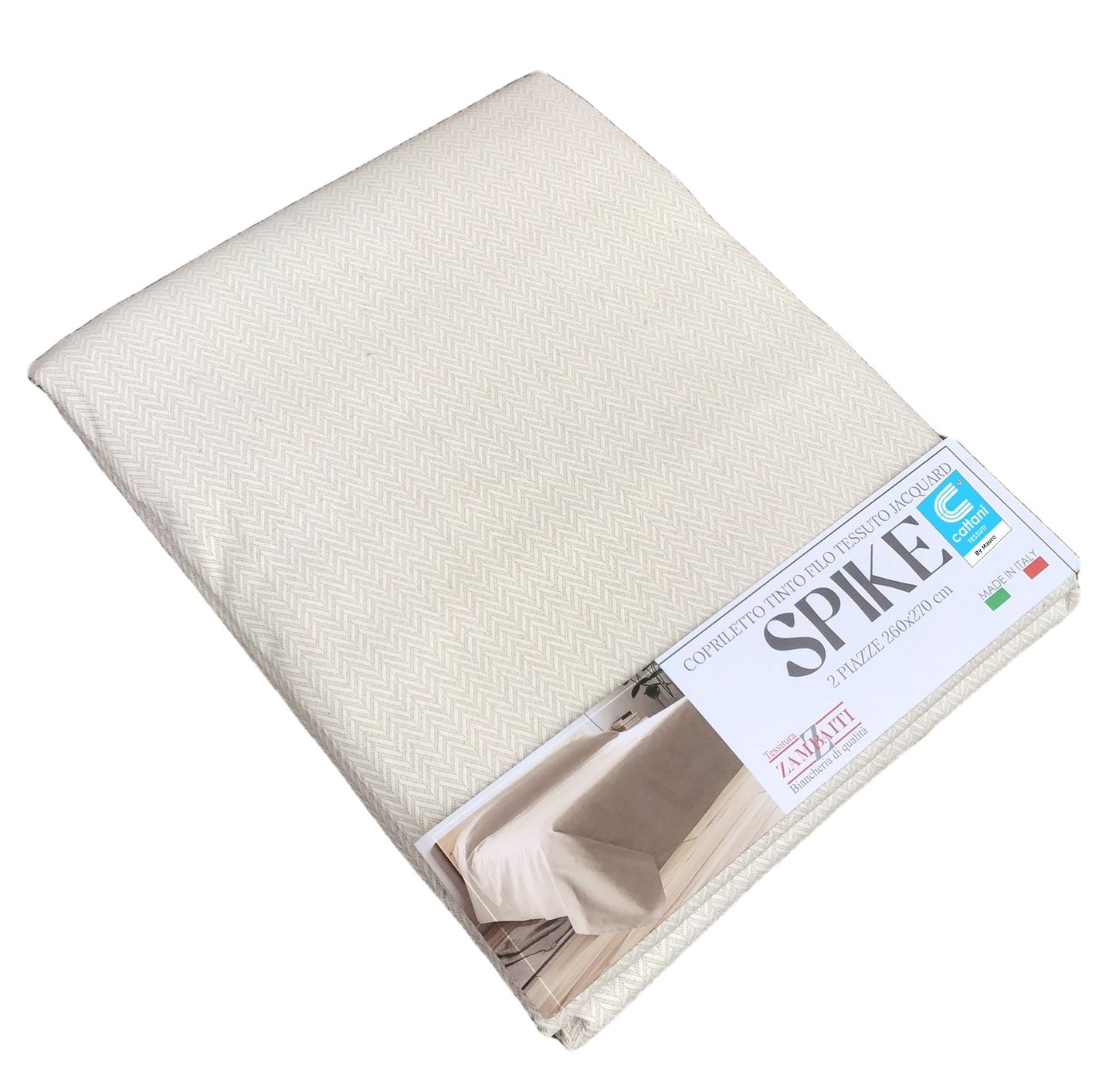 Couvre-lit double été - tissu teint en fil jacquar - beige