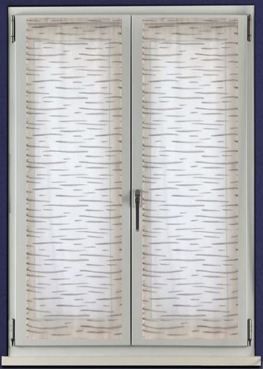 Paire de voilages vitrages - passe-tringle  en tissu Jacquard - largeur 45-60-80 cm longueur personnalisée en blanc/gris/gris/taupe-art.513