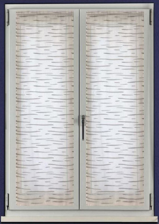 Paire de voilages vitrages - passe-tringle  en tissu Jacquard - largeur 45-60-80 cm longueur personnalisée en blanc/gris/gris/taupe-art.513