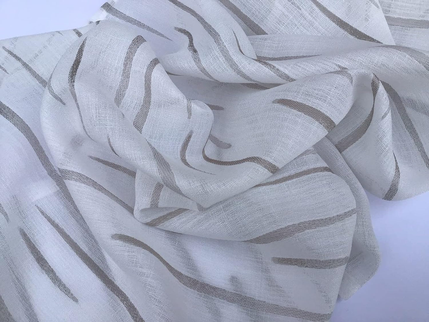 Paire de voilages vitrages - passe-tringle  en tissu Jacquard - largeur 45-60-80 cm longueur personnalisée en blanc/gris/gris/taupe-art.513