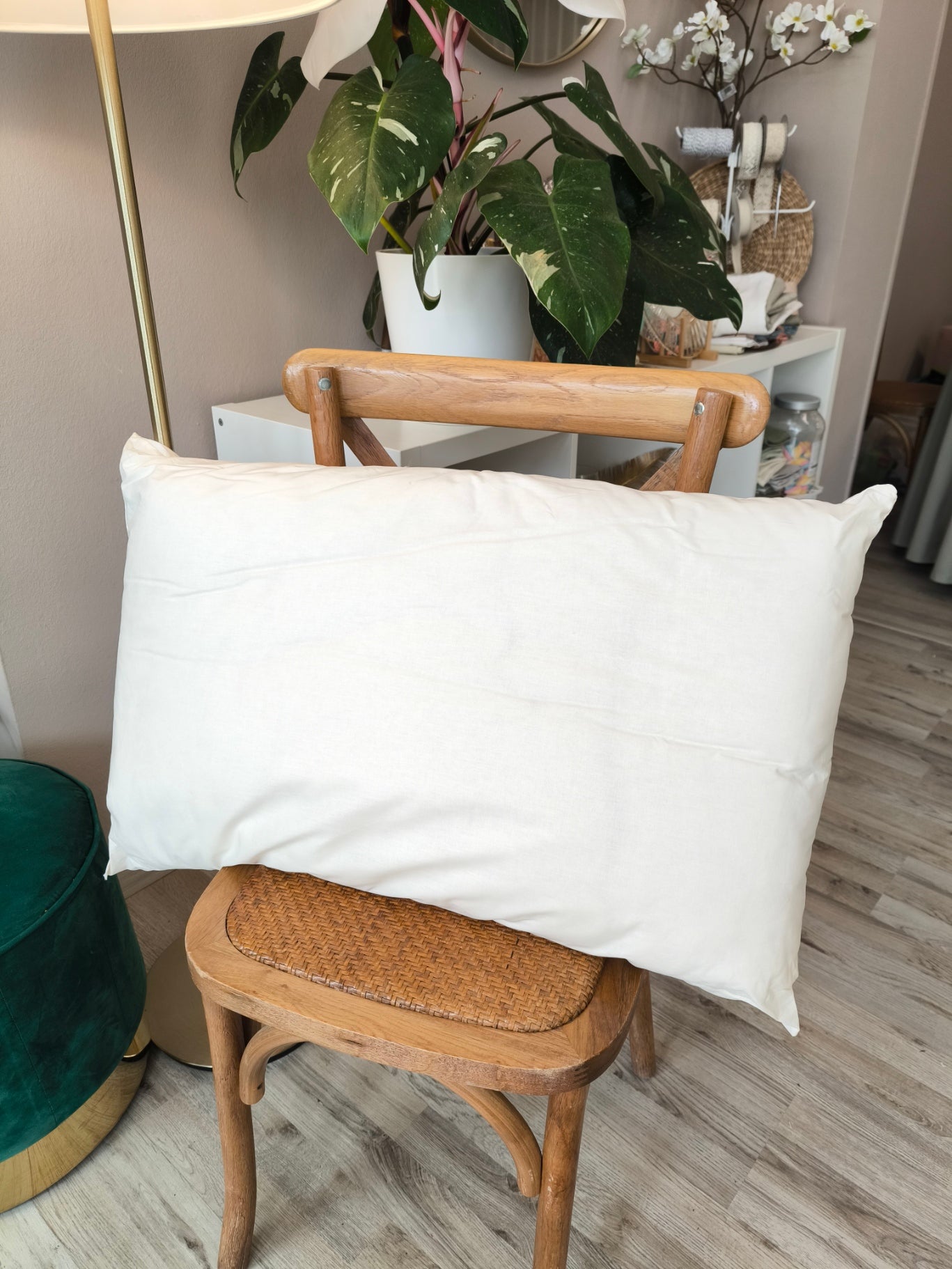 Oreillers de lit en coton naturel – Intérieur et housse 100% coton – 50x80 cm, Épaisseur 13 cm