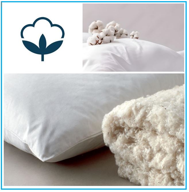 Oreillers de lit en coton naturel – Intérieur et housse 100% coton – 50x80 cm, Épaisseur 13 cm