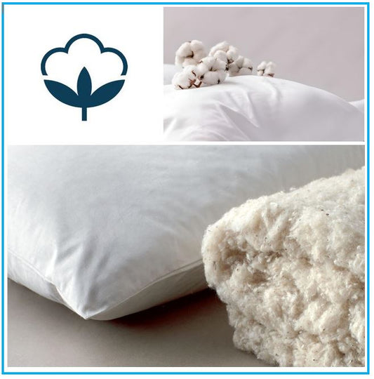 Oreillers de lit en coton naturel – Intérieur et housse 100% coton – 50x80 cm, Épaisseur 13 cm