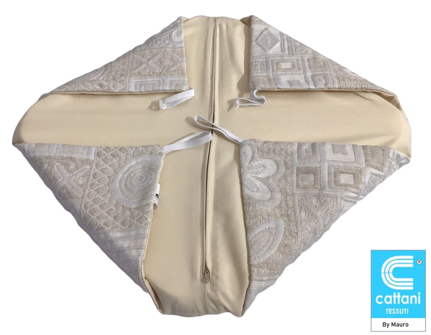 Galettes de chaise à rabats- Set 4/6 Coussins - coloris ivoire - Tissu Jacquard Matelasse'