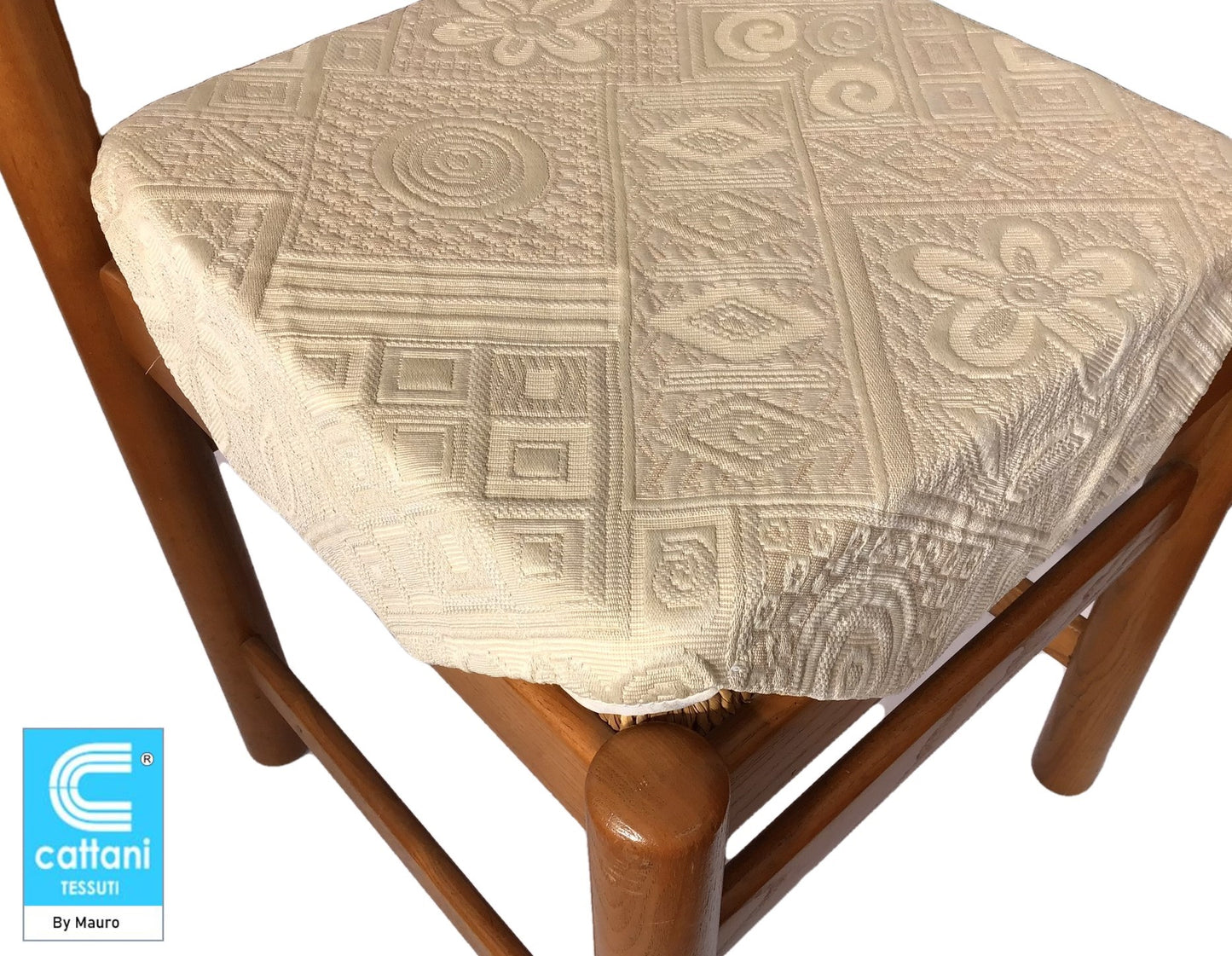 Galettes Coussins de Chaise à Rabats de cuisine Set 4/6 - coloris beige - Tissu Jacquard Matelasse 