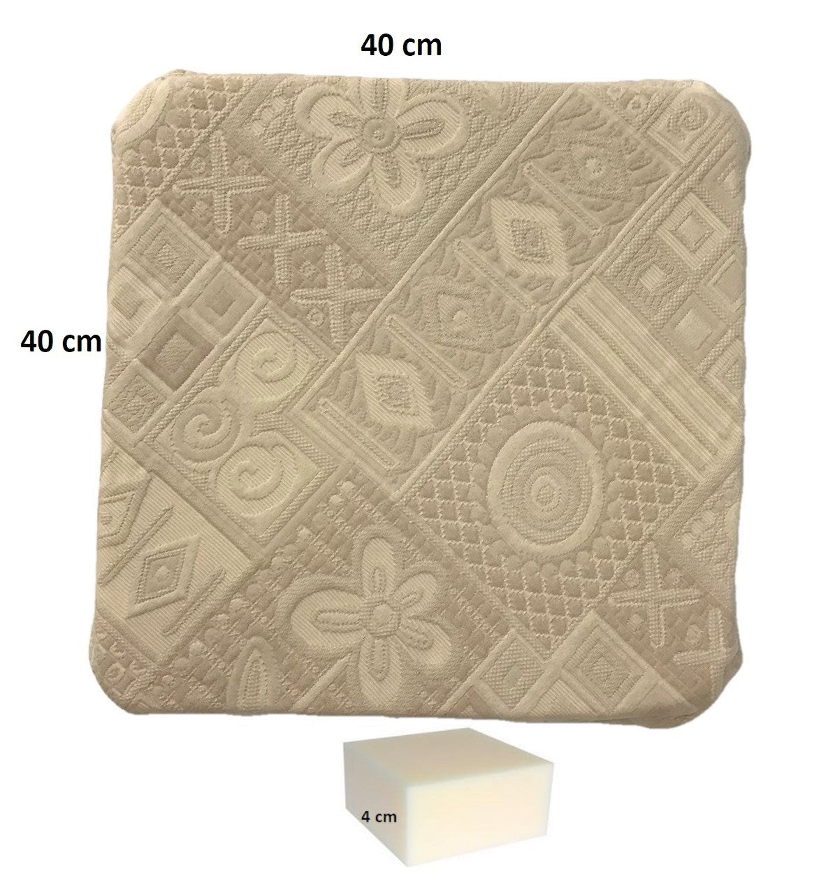 Galettes Coussins de Chaise à Rabats de cuisine Set 4/6 - coloris beige - Tissu Jacquard Matelasse 