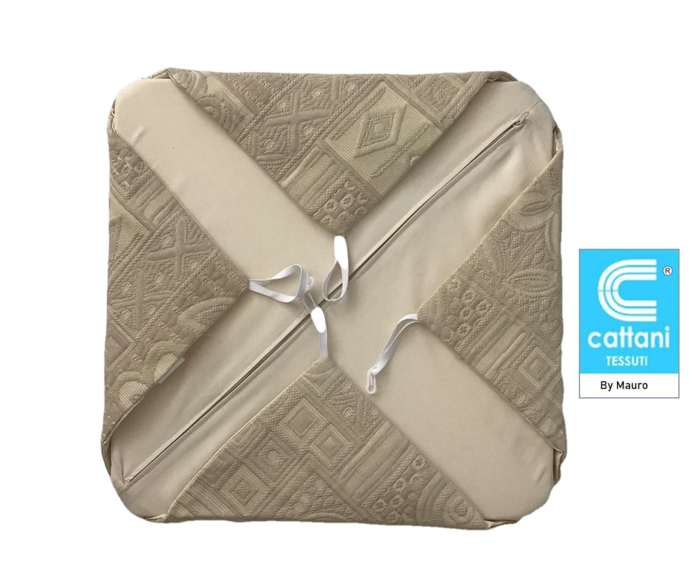 Galettes Coussins de Chaise à Rabats de cuisine Set 4/6 - coloris beige - Tissu Jacquard Matelasse 