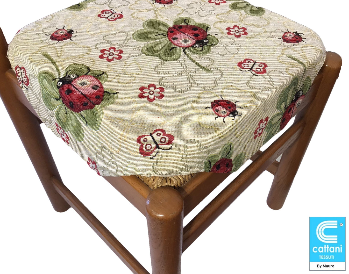 Galettes de chaise à rabats- Set 4/6 Coussins - coloris beige - Tissu Gobelin - coccinelle
