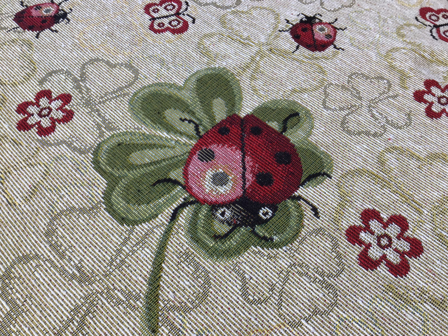 Galettes de chaise à rabats- Set 4/6 Coussins - coloris beige - Tissu Gobelin - coccinelle