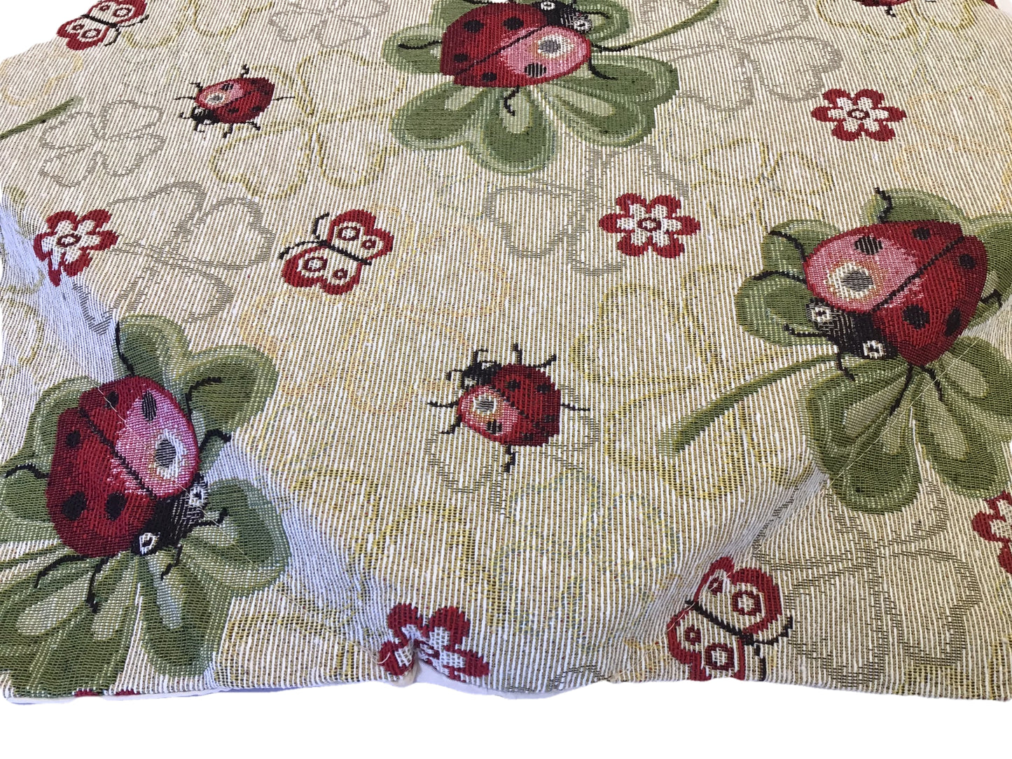 Galettes de chaise à rabats- Set 4/6 Coussins - coloris beige - Tissu Gobelin - coccinelle