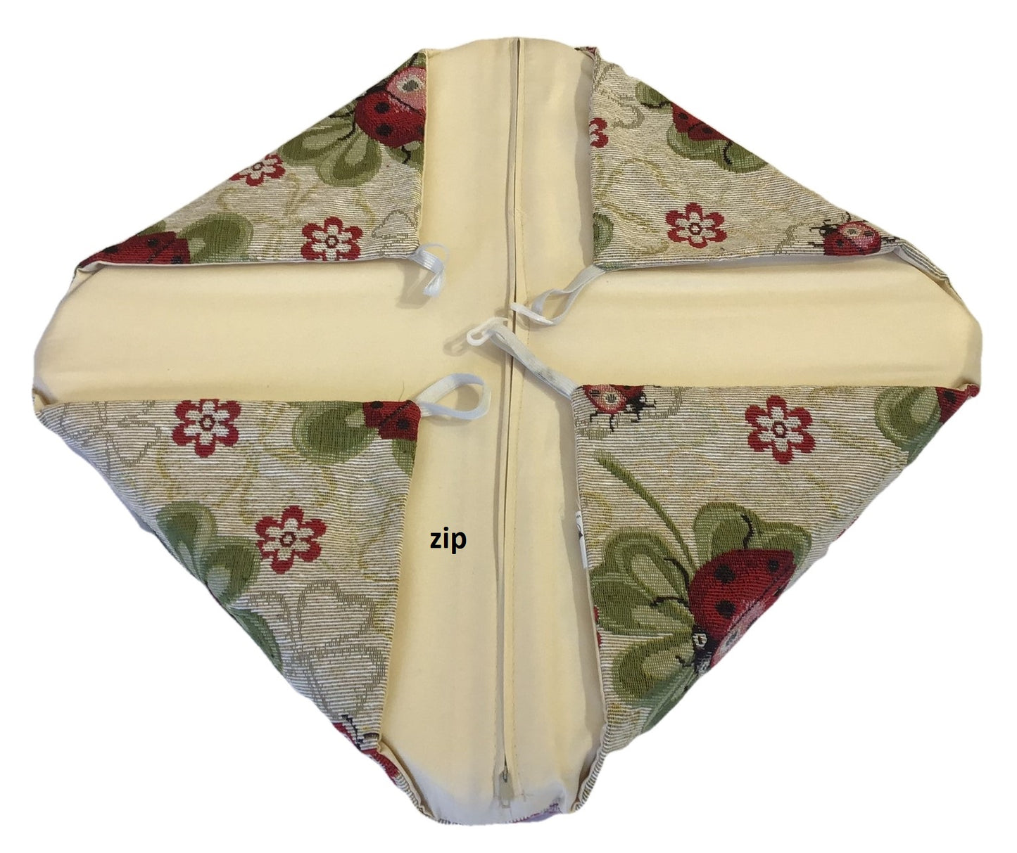 Galettes de chaise à rabats- Set 4/6 Coussins - coloris beige - Tissu Gobelin - coccinelle