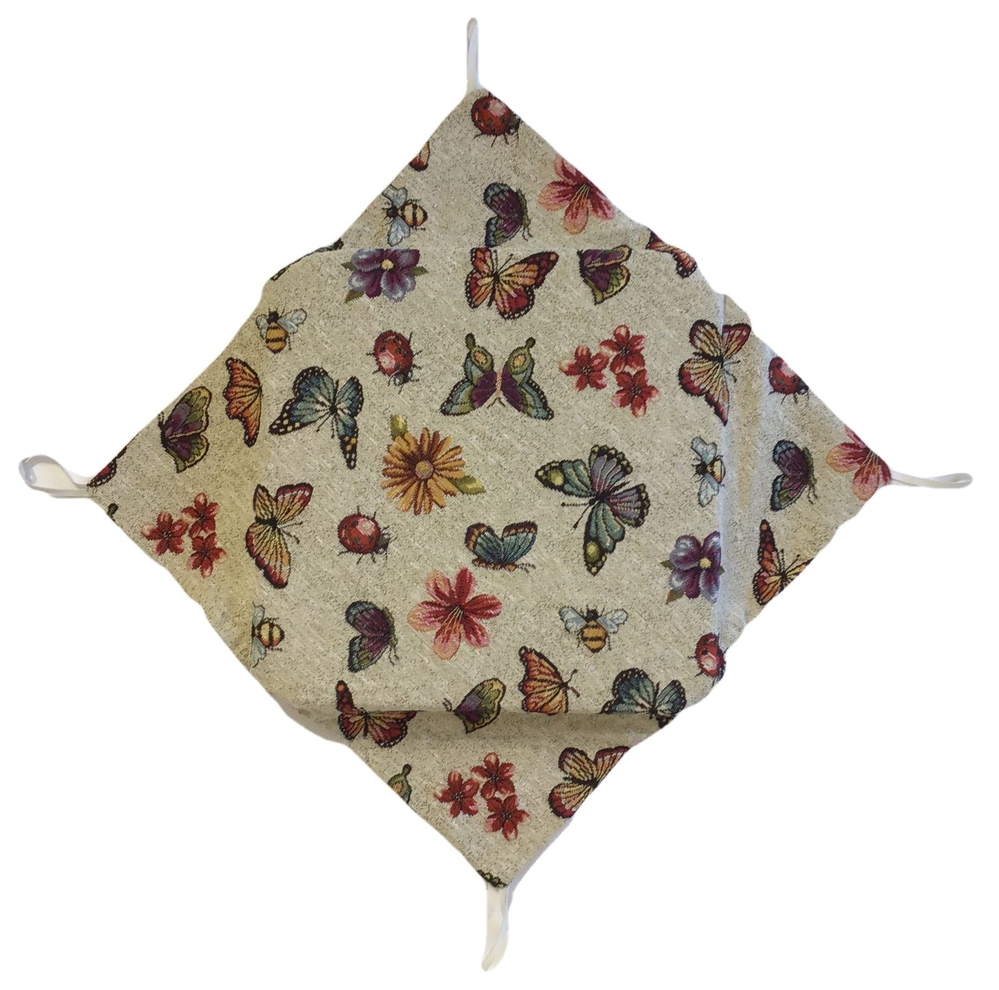 Galettes de chaise à rabats- Set 4/6 Coussins - coloris beige - Tissu Gobelin