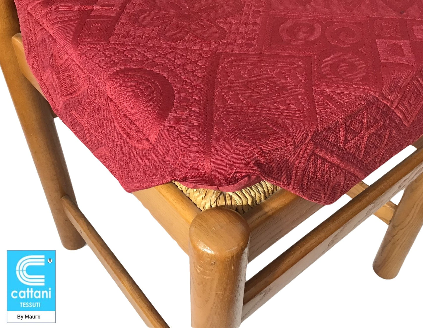 Galettes coussins pour chaise de cuisine Set 4/6 - coloris rouge/bordeaux - Tissu Jacquard Matelasse