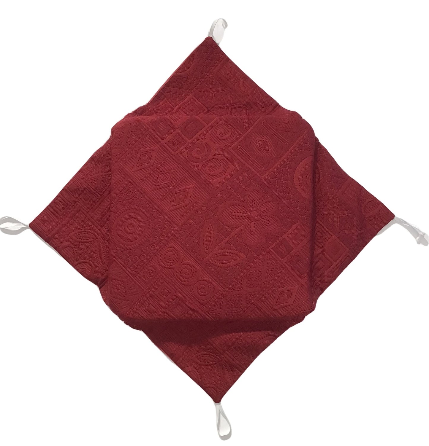 Galettes coussins pour chaise de cuisine Set 4/6 - coloris rouge/bordeaux - Tissu Jacquard Matelasse
