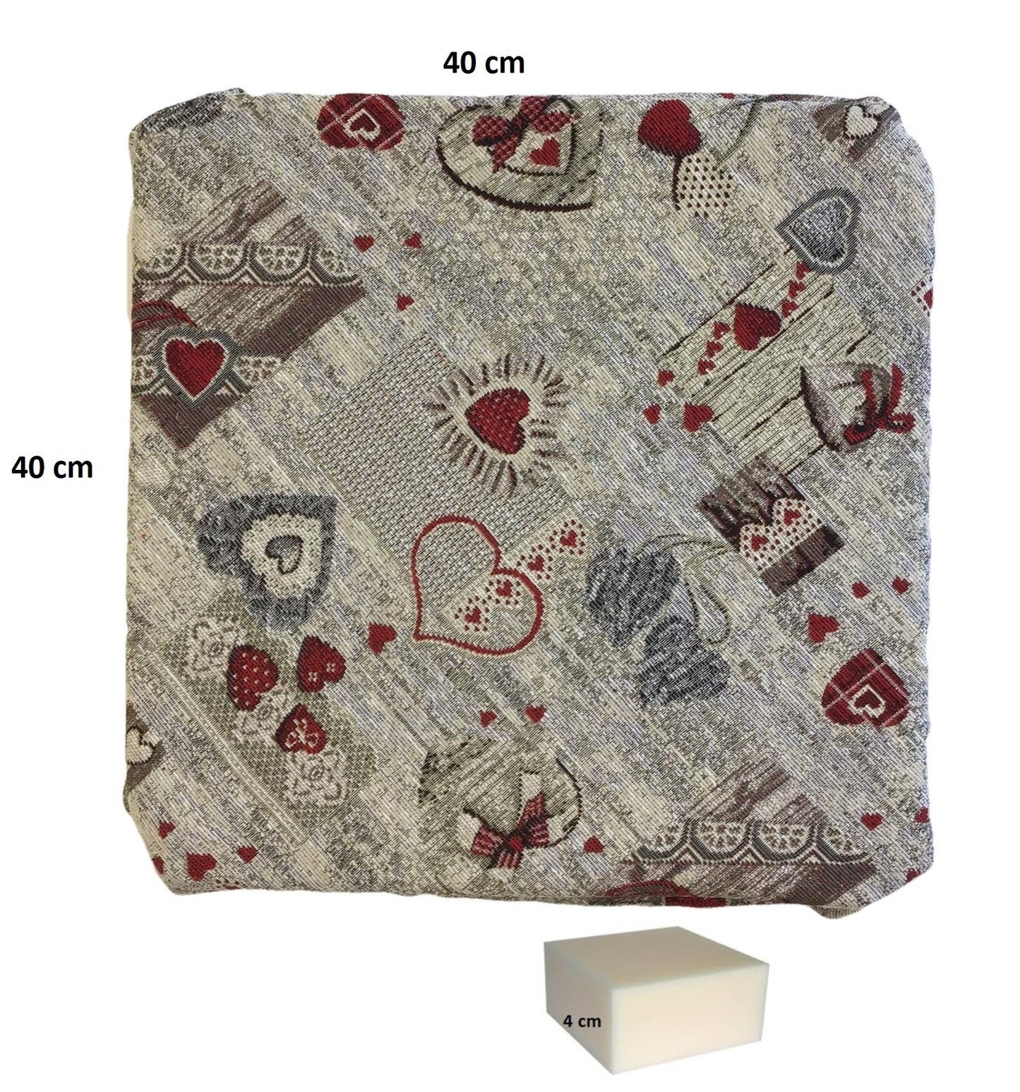 Galettes de chaise à rabats- Set 4/6 Coussins - coloris beige - Tissu Gobelin
